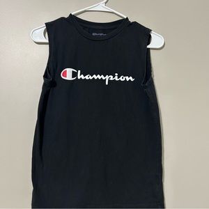 Boys Black Champion Sleeveless Shirt Large
